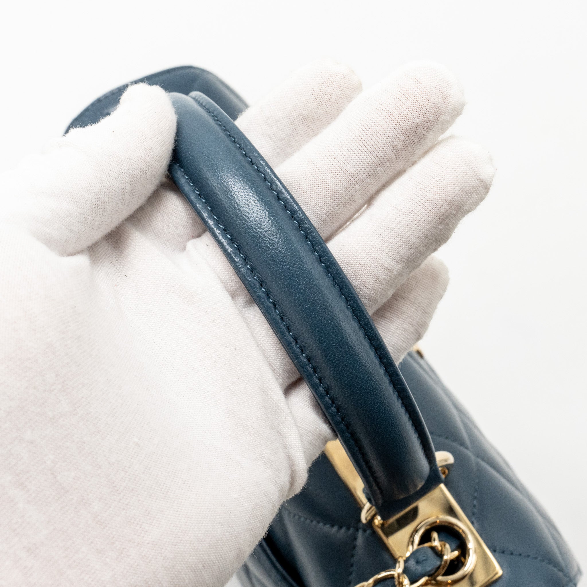 CHANEL SMALL TRENDY CC FLAP BAG LAMBSKIN BLUE LGHW
