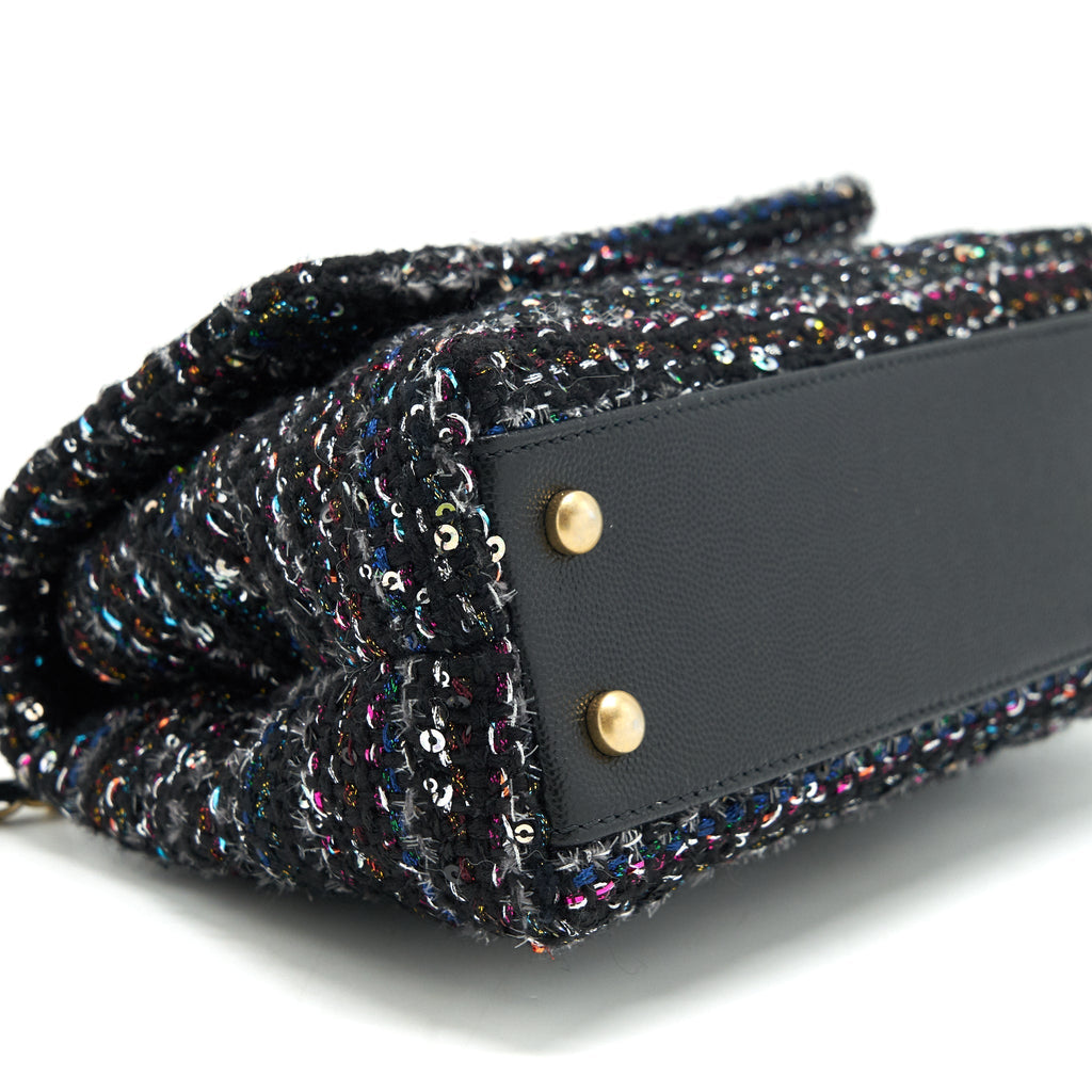 CHANEL SMALL TWEED COCO HANDLE 24CM BLACK GHW