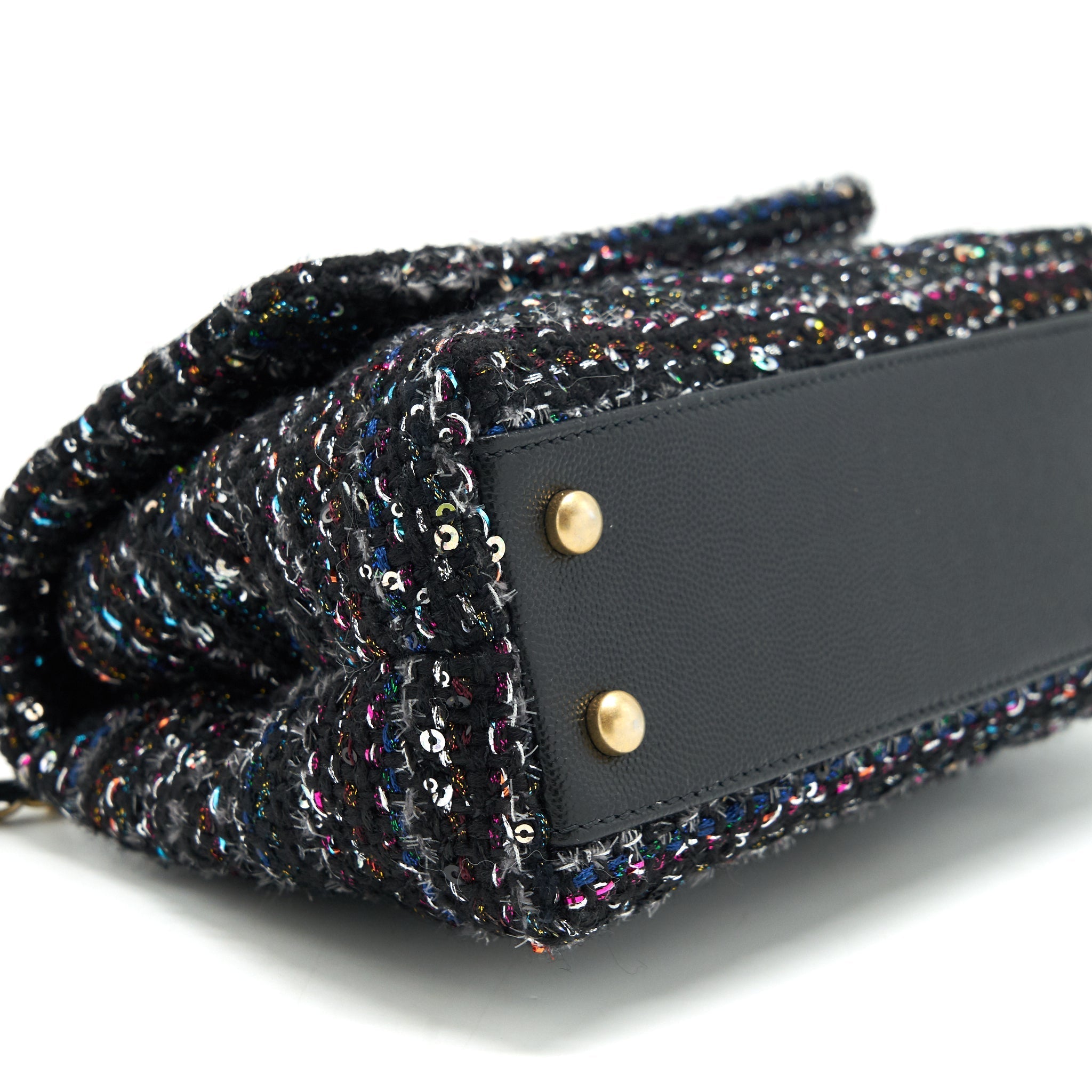 CHANEL SMALL TWEED COCO HANDLE 24CM BLACK GHW