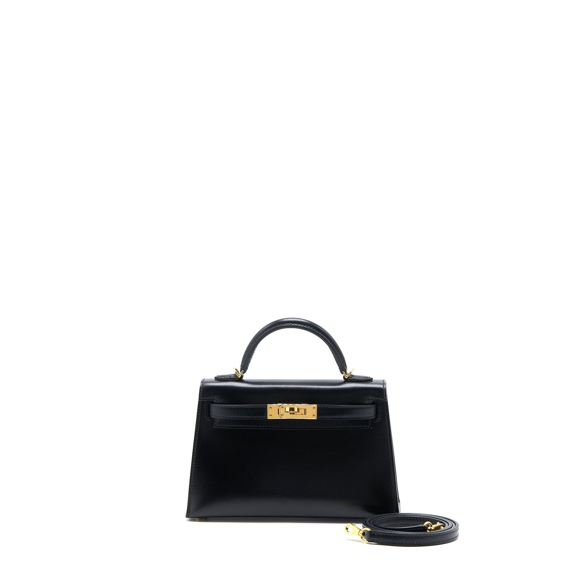 HERMES MINI KELLY II BOX BLACK GHW