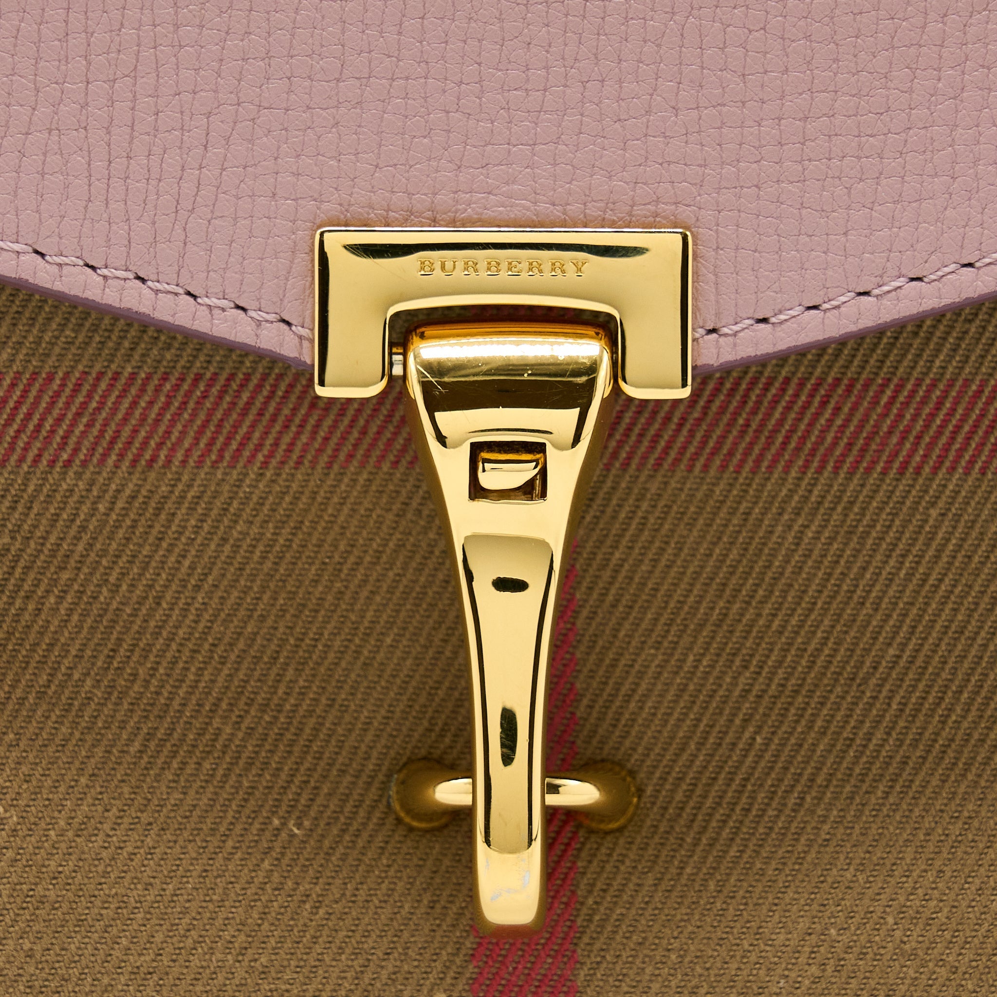 BURBERRY SMALL LEATHER AND HOUSE CHECK CROSSBODY BAG PALE ORCHID