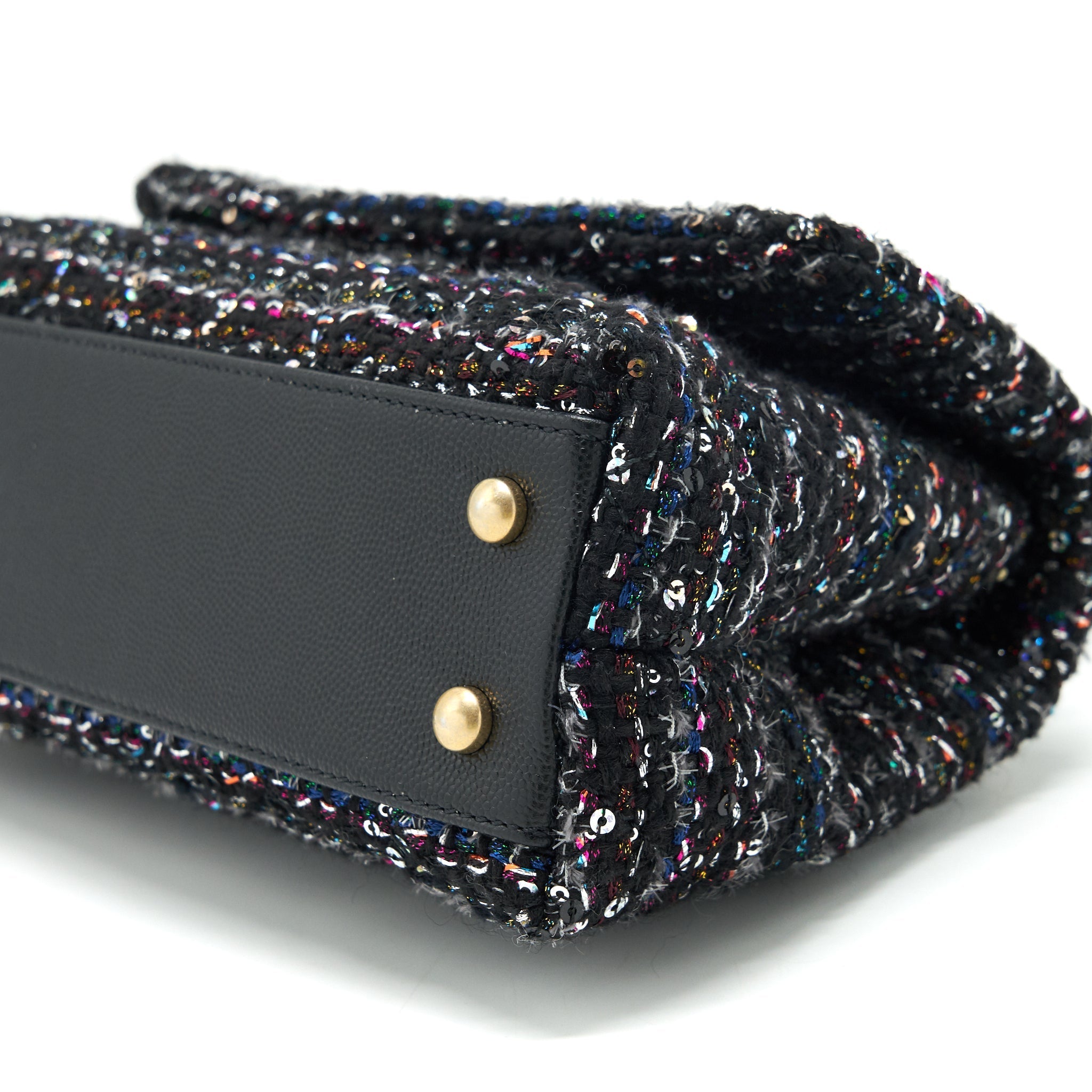 CHANEL SMALL TWEED COCO HANDLE 24CM BLACK GHW