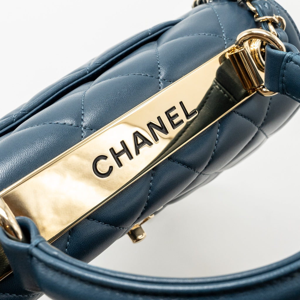 CHANEL SMALL TRENDY CC FLAP BAG LAMBSKIN BLUE LGHW