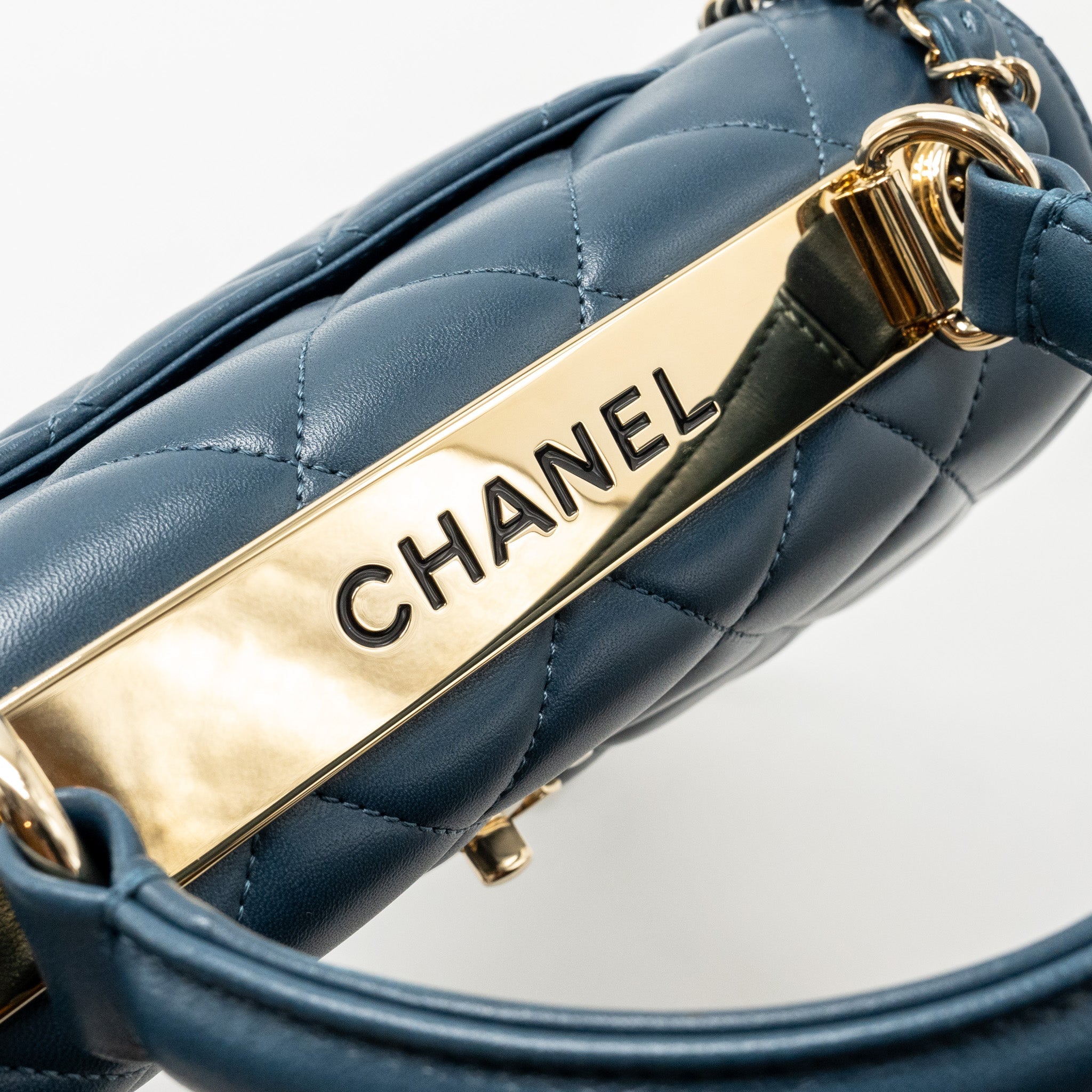 CHANEL SMALL TRENDY CC FLAP BAG LAMBSKIN BLUE LGHW