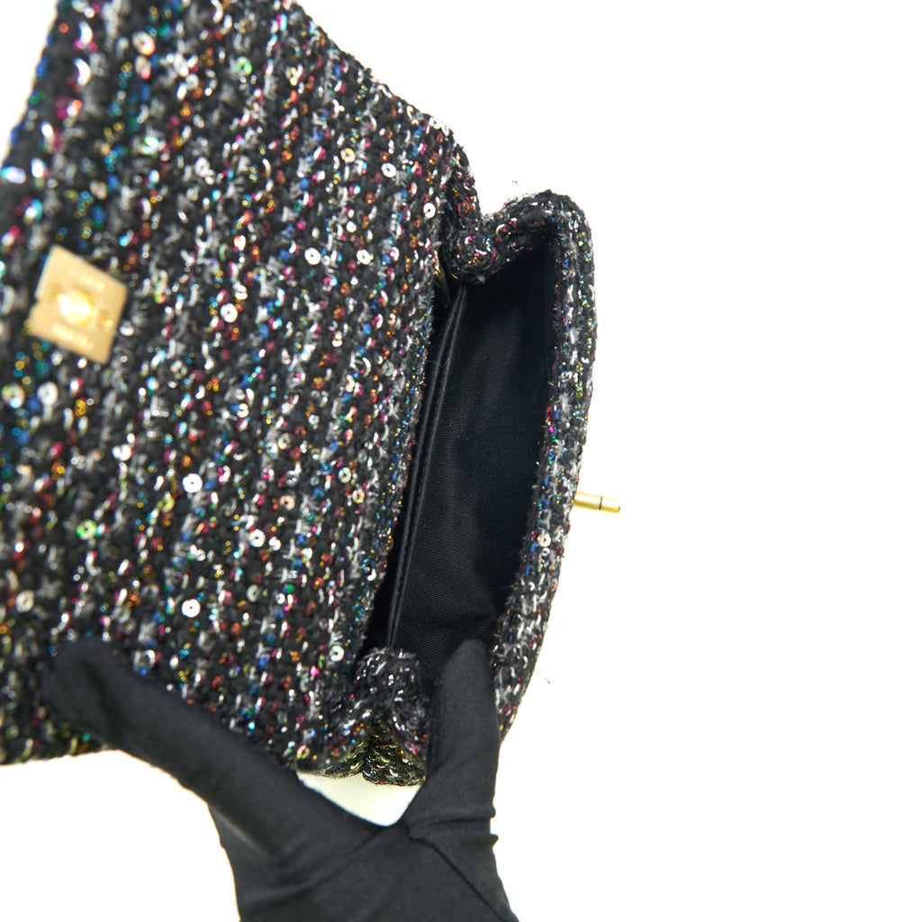 CHANEL SMALL TWEED COCO HANDLE 24CM BLACK GHW