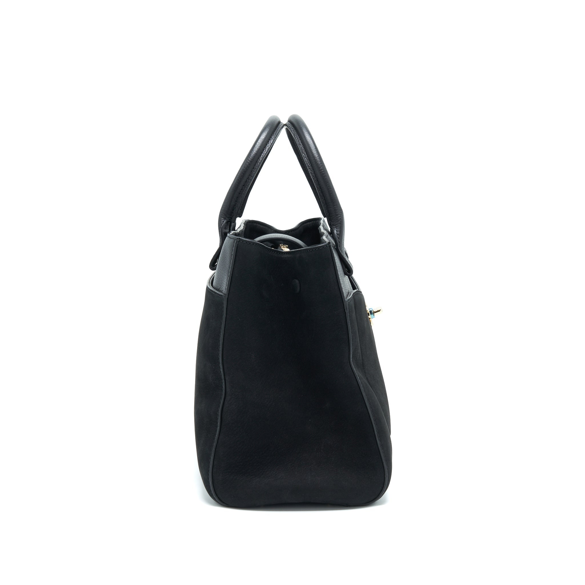CHANEL SUEDE LEATHER TOTE BAG BLACK LGHW
