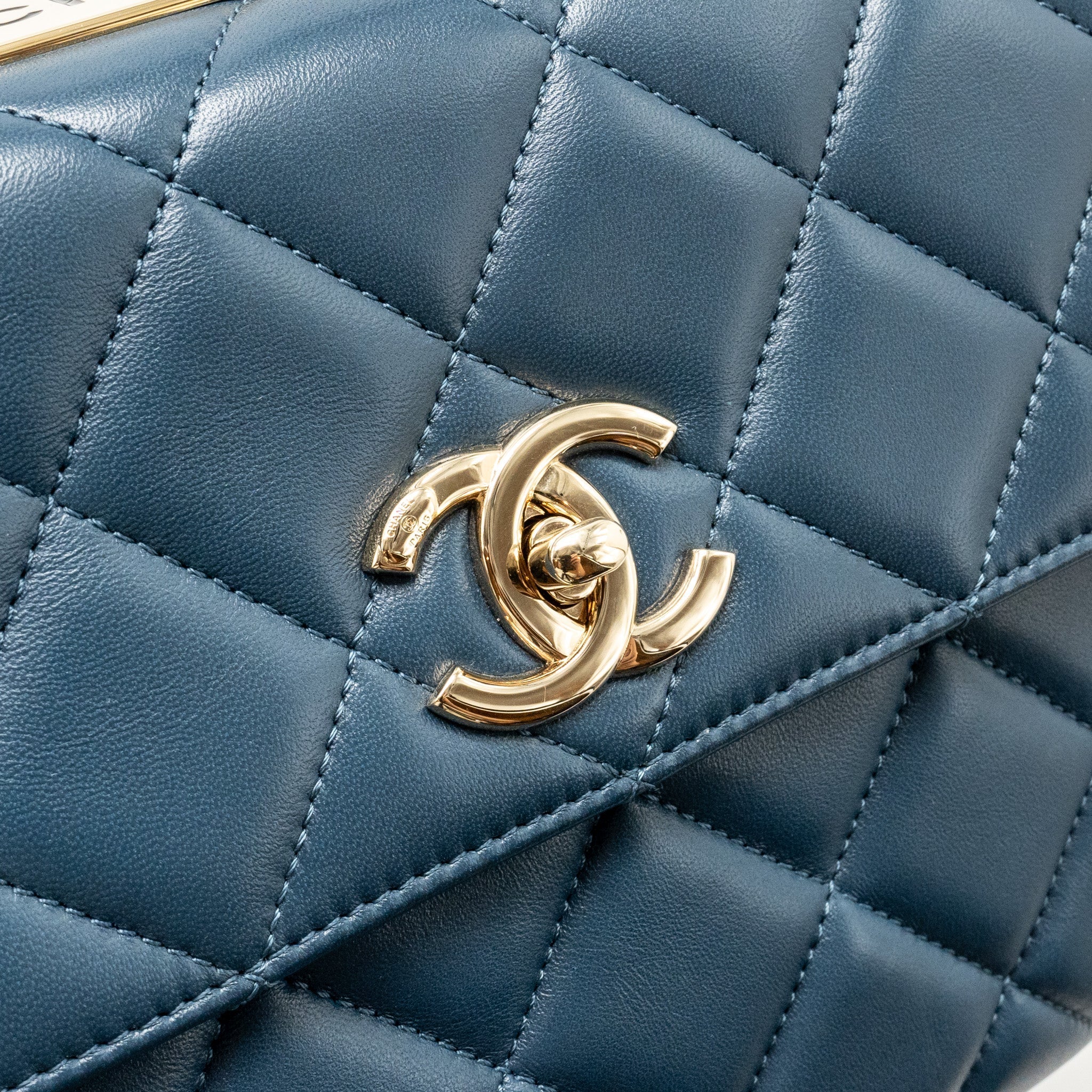 CHANEL SMALL TRENDY CC FLAP BAG LAMBSKIN BLUE LGHW