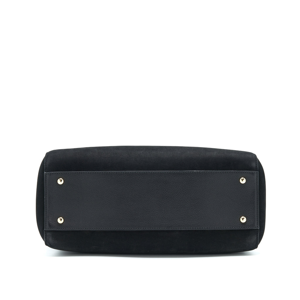 CHANEL SUEDE LEATHER TOTE BAG BLACK LGHW