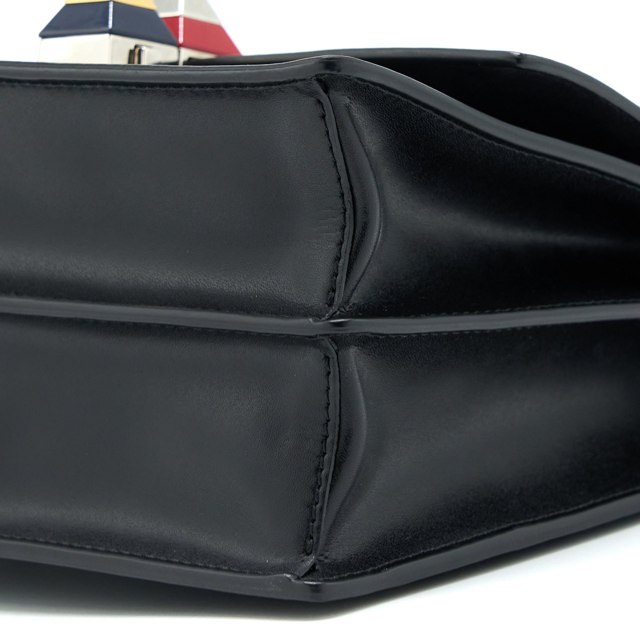 FENDI KAN I CALFSKIN BLACK SHW WITH AN EXTRA BAG CHARM