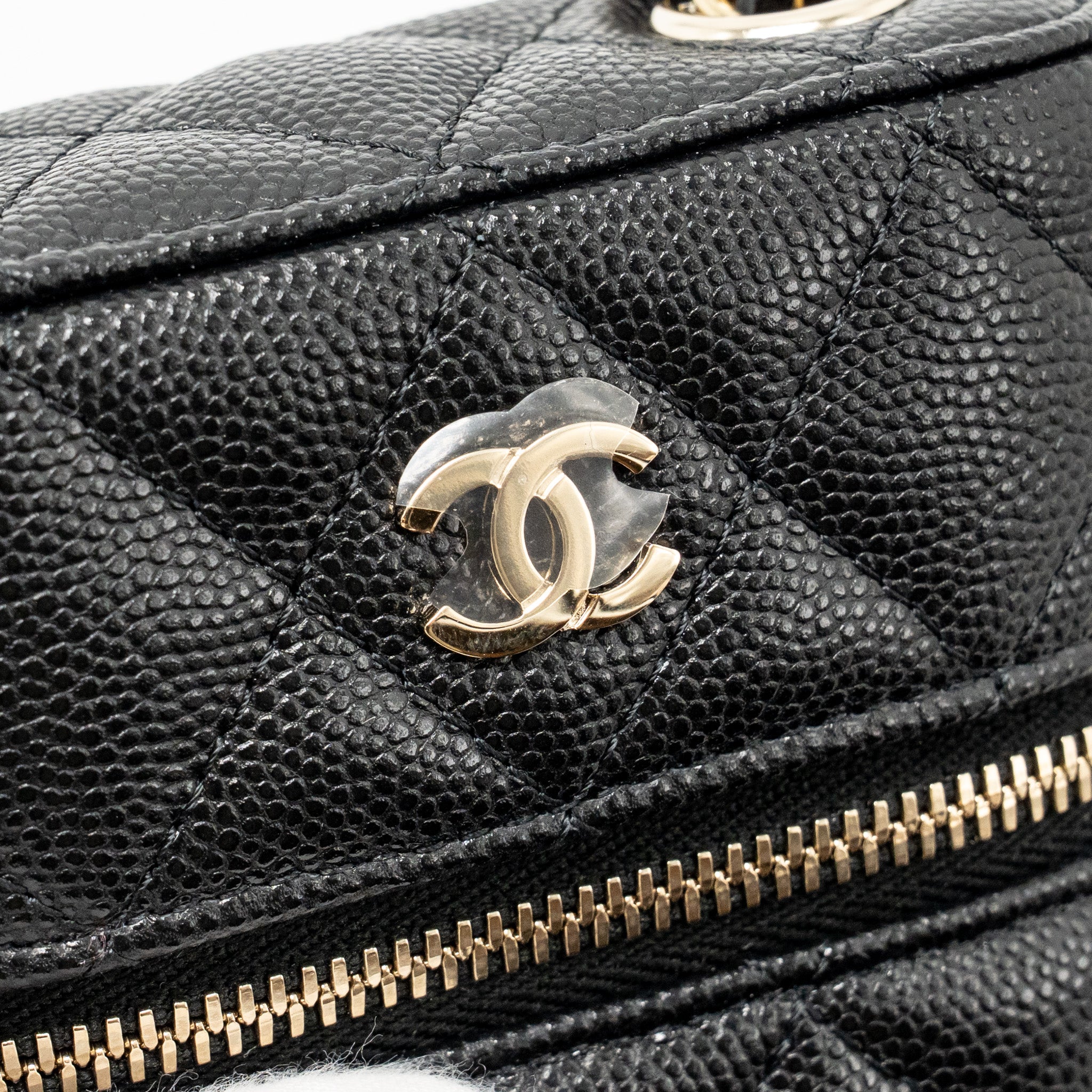 CHANEL CLASSIC VANITY PHONE HOLDER WITH CHAIN CAVIAR BLACK LGHW