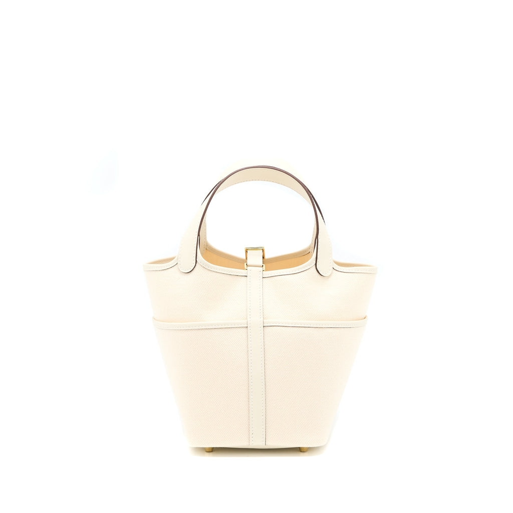 HERMES PICOTIN CARGO 18 SWIFT/TOILE CANVAS ECRU/NATA GHW