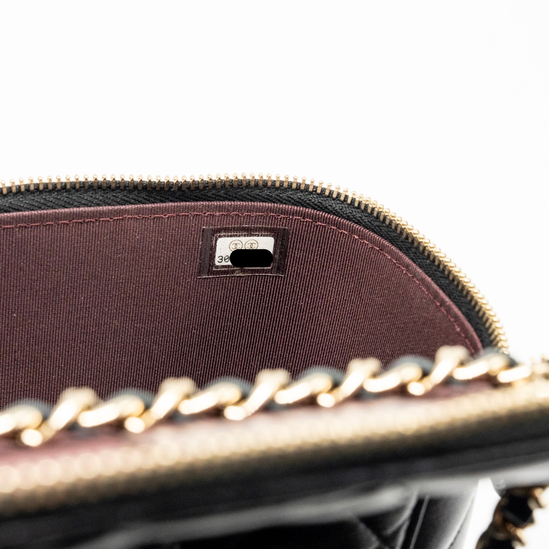 CHANEL LONG VANITY CASE WITH CHAIN LAMBSKIN BLACK LGHW