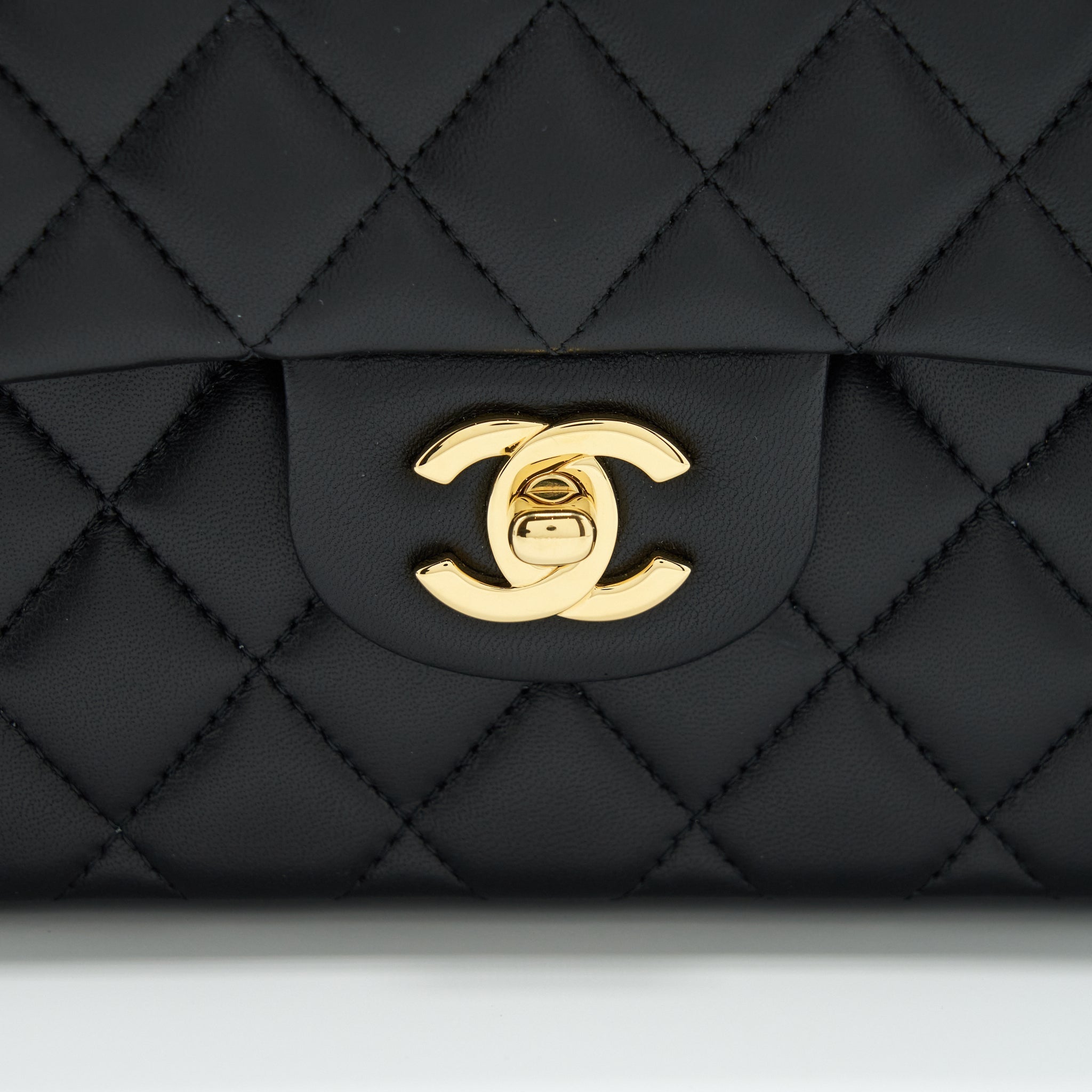 CHANEL SMALL CLASSIC DOUBLE FLAP BAG LAMBSKIN BLACK GHW