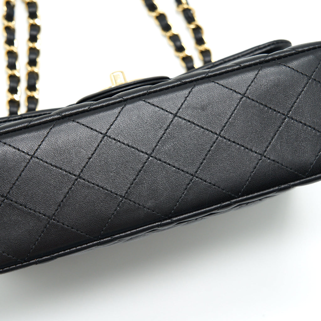 CHANEL SMALL CLASSIC DOUBLE FLAP BAG LAMBSKIN BLACK GHW