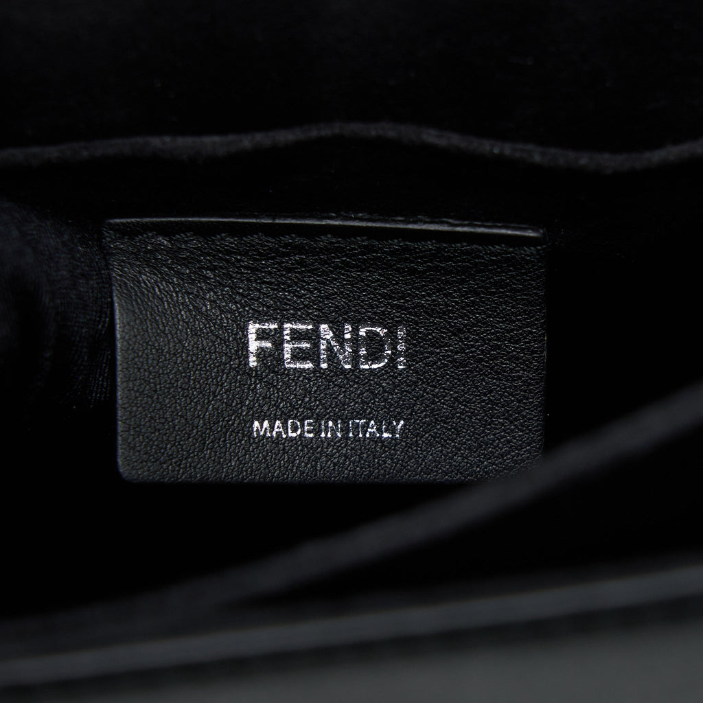 FENDI KAN I CALFSKIN BLACK SHW WITH AN EXTRA BAG CHARM