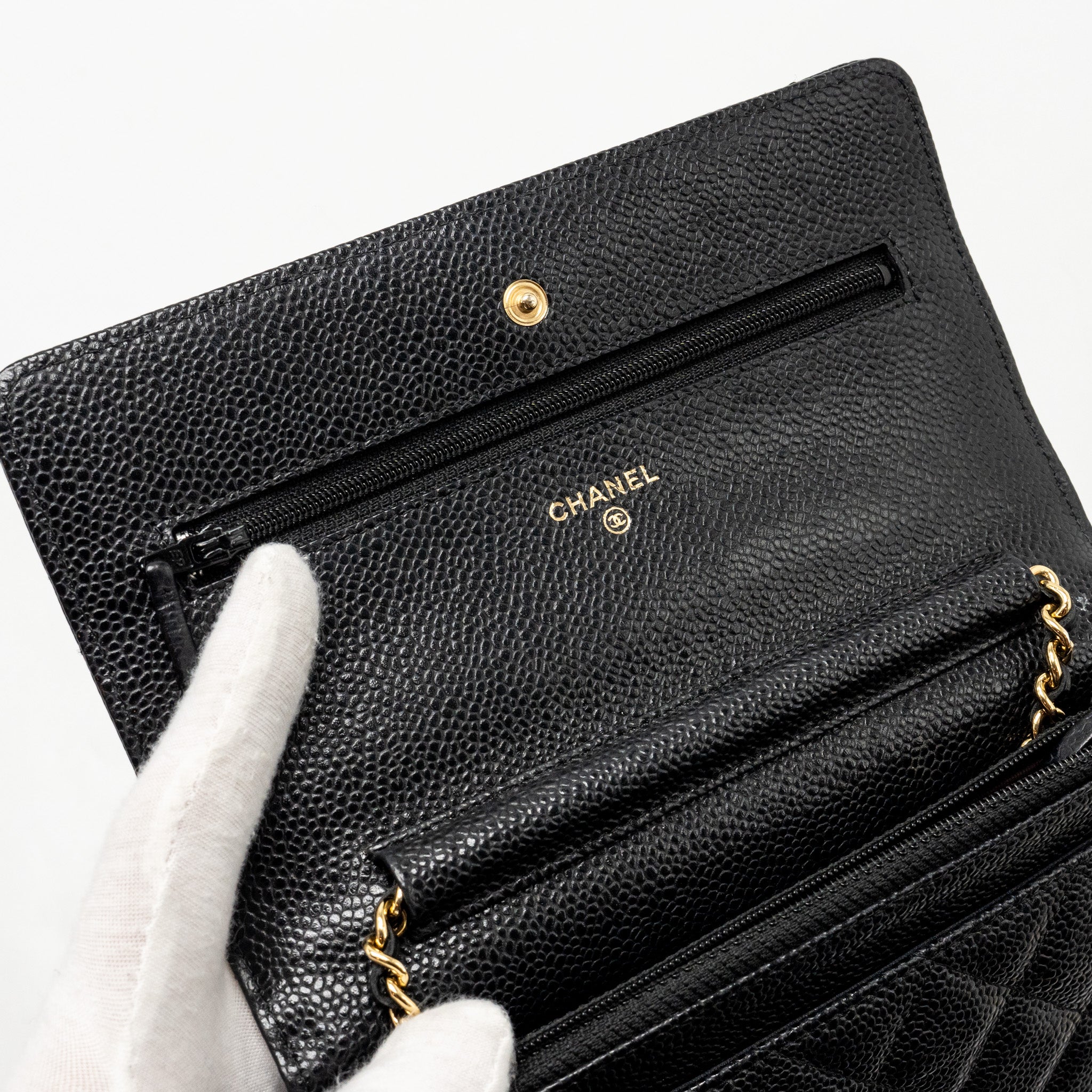 CHANEL CLASSIC WALLET ON CHAIN CAVIAR BLACK GHW