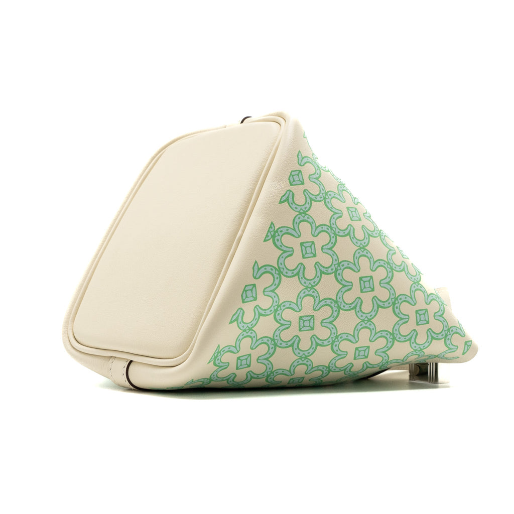 HERMES MICRO LUCKY DAISY PICOTIN LOCK BAG SWIFT NATA/GREEN/WHITE SHW