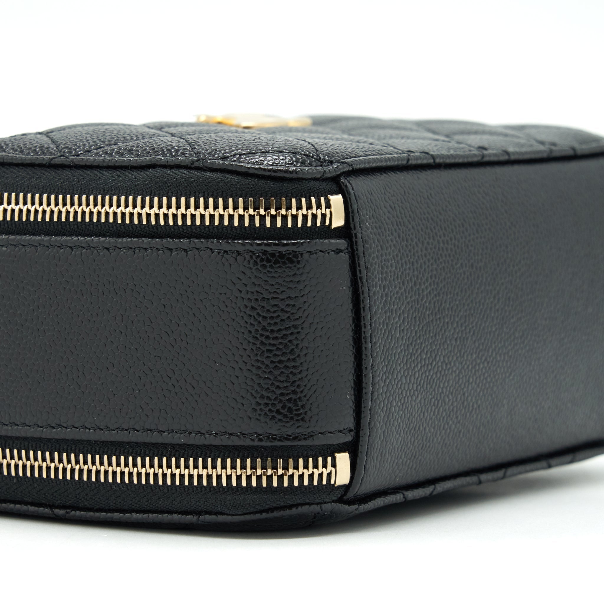 CHANEL 22S LETTER TOP HANDLE SMALL VANITY CASE CAVIAR BLACK BRUSHED GHW (MICROCHIP)