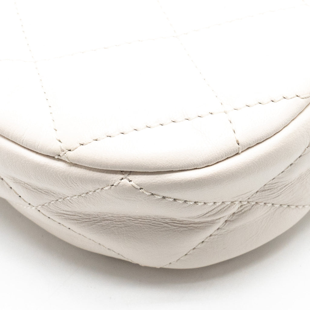 CHANEL 23K HOBO SHOULDER BAG CALFSKIN WHITE GHW (MICROCHIP)
