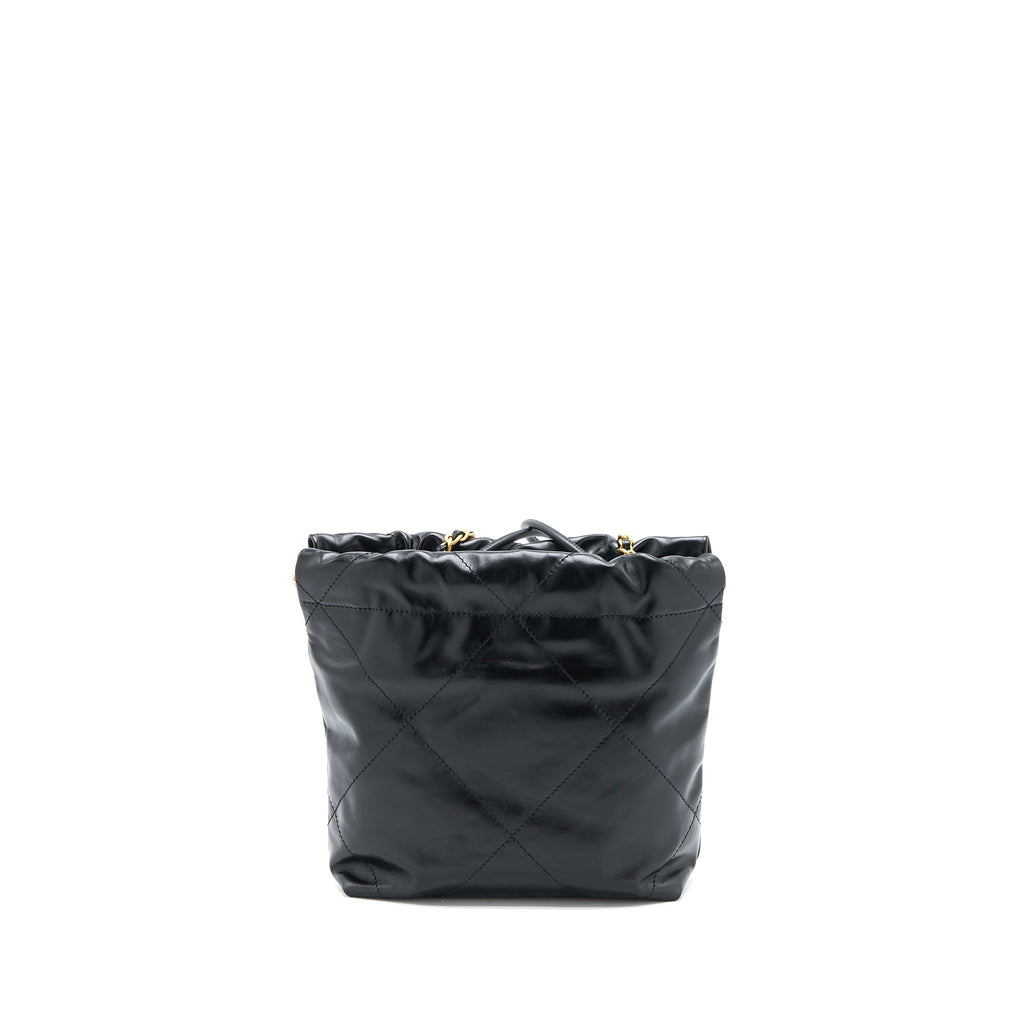 CHANEL 23S MINI 22 BAG AGED CALFSKIN BLACK BRUSHED GHW (MICROCHIP)
