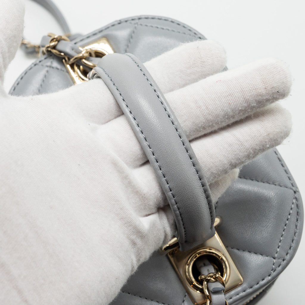 CHANEL TRENDY CC TOP HANDLE VANITY WITH CHAIN LAMBSKIN GREY LGHW