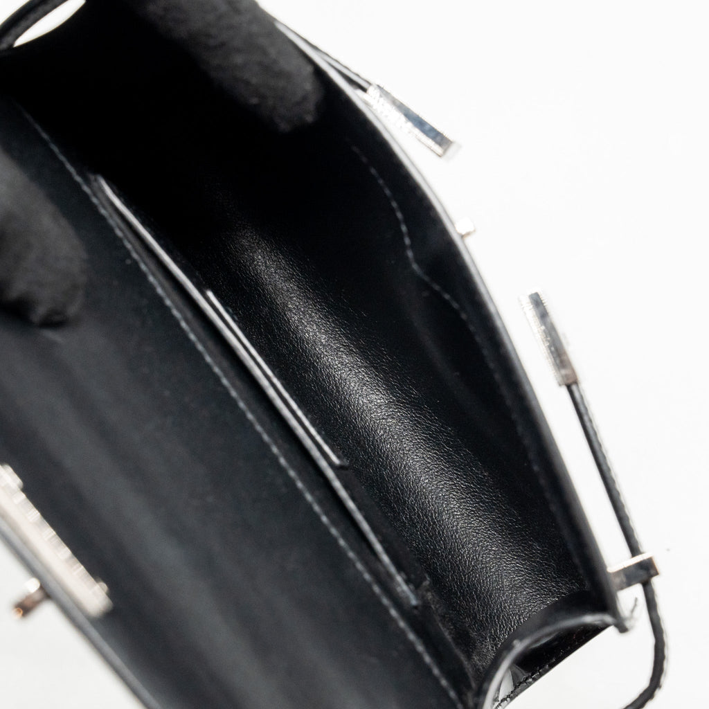 SAINT LAURENT MINI MANHATTAN SHOULDER BAG SHINY CALFSKIN BLACK SHW