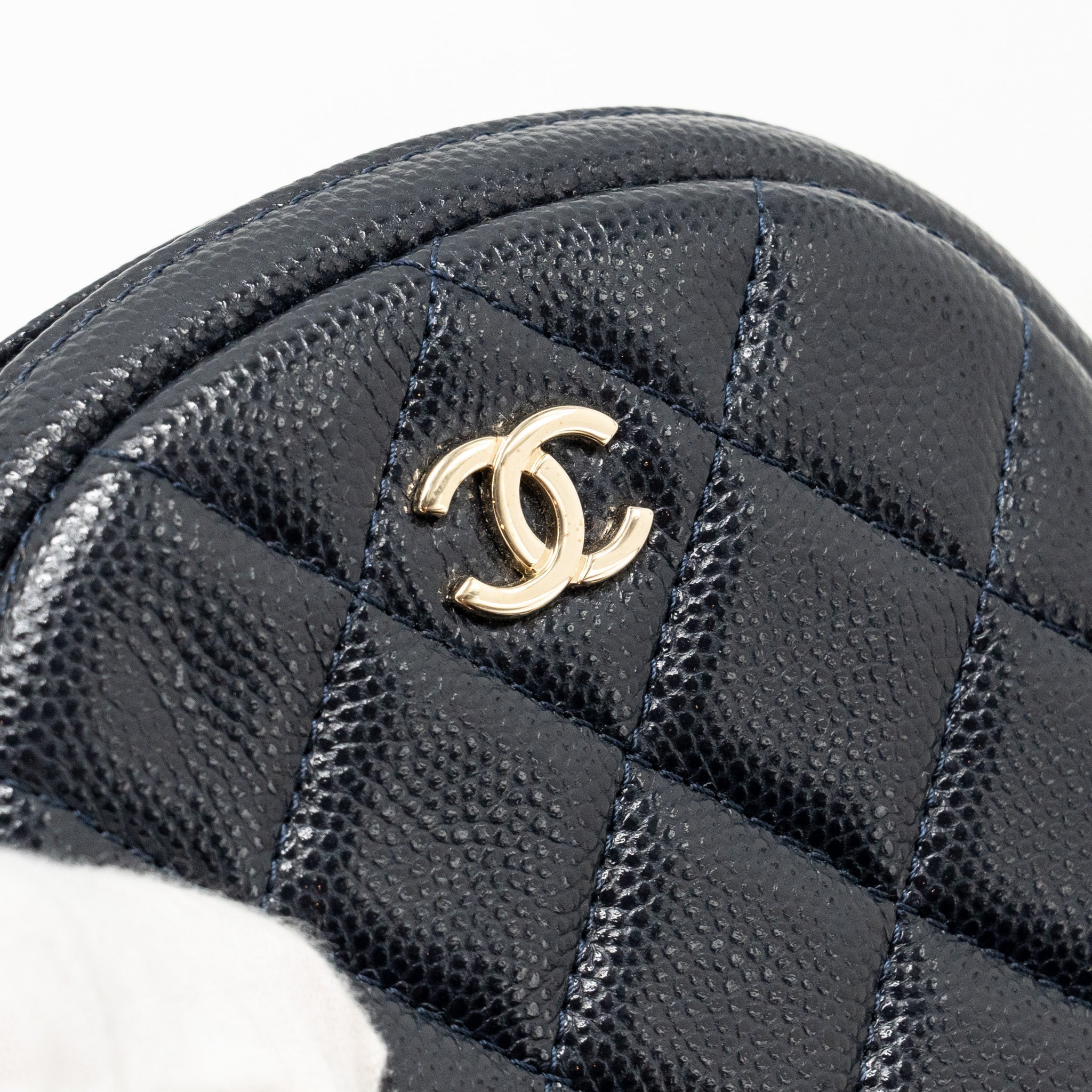 CHANEL MINI ZIPPER COIN PURSE CAVIAR NAVY LGHW