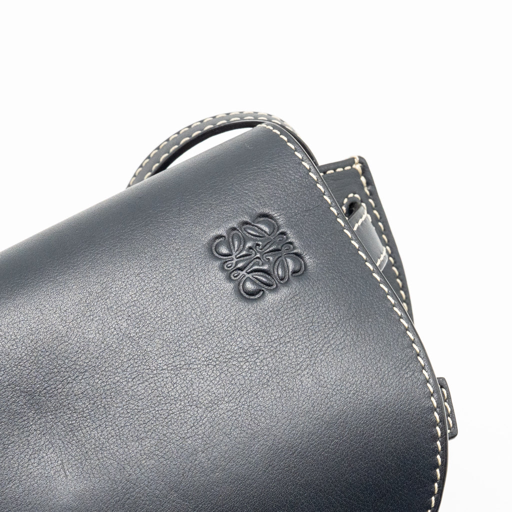 LOEWE MINI GATE BAG CALFSKIN DARK BLUE GHW