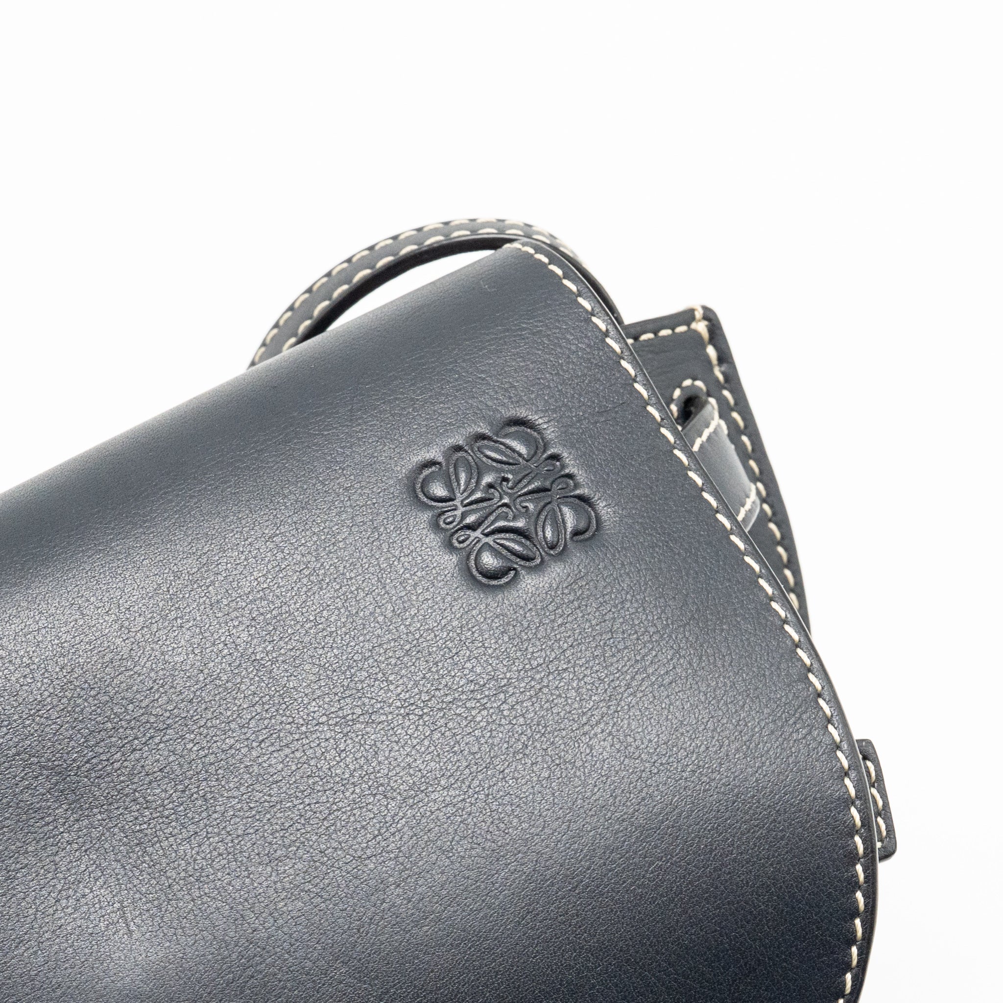 LOEWE MINI GATE BAG CALFSKIN DARK BLUE GHW