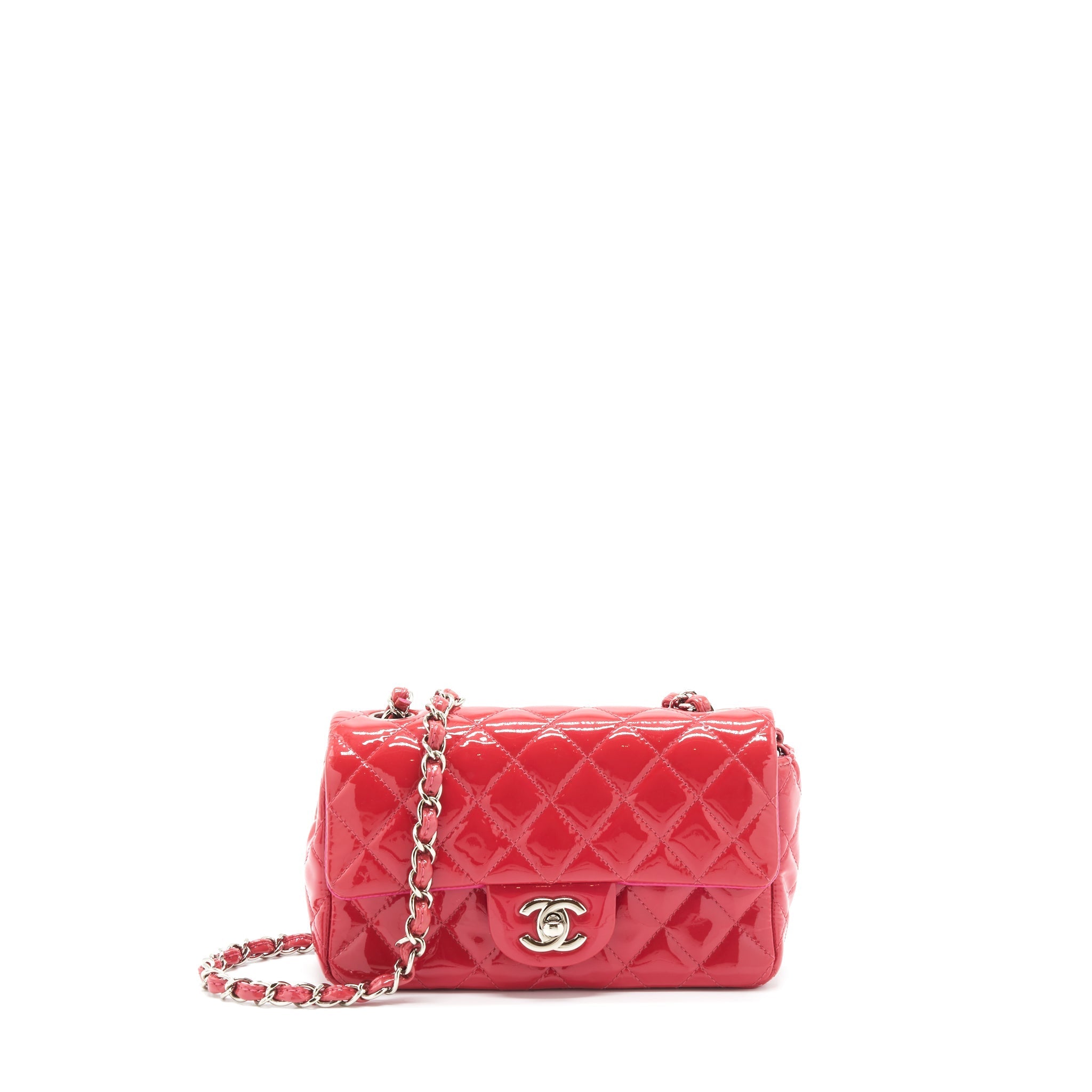 CHANEL MINI RECTANGULAR FLAP BAG PATENT PINK SHW