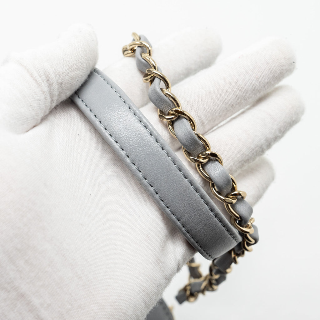 CHANEL TRENDY CC TOP HANDLE VANITY WITH CHAIN LAMBSKIN GREY LGHW