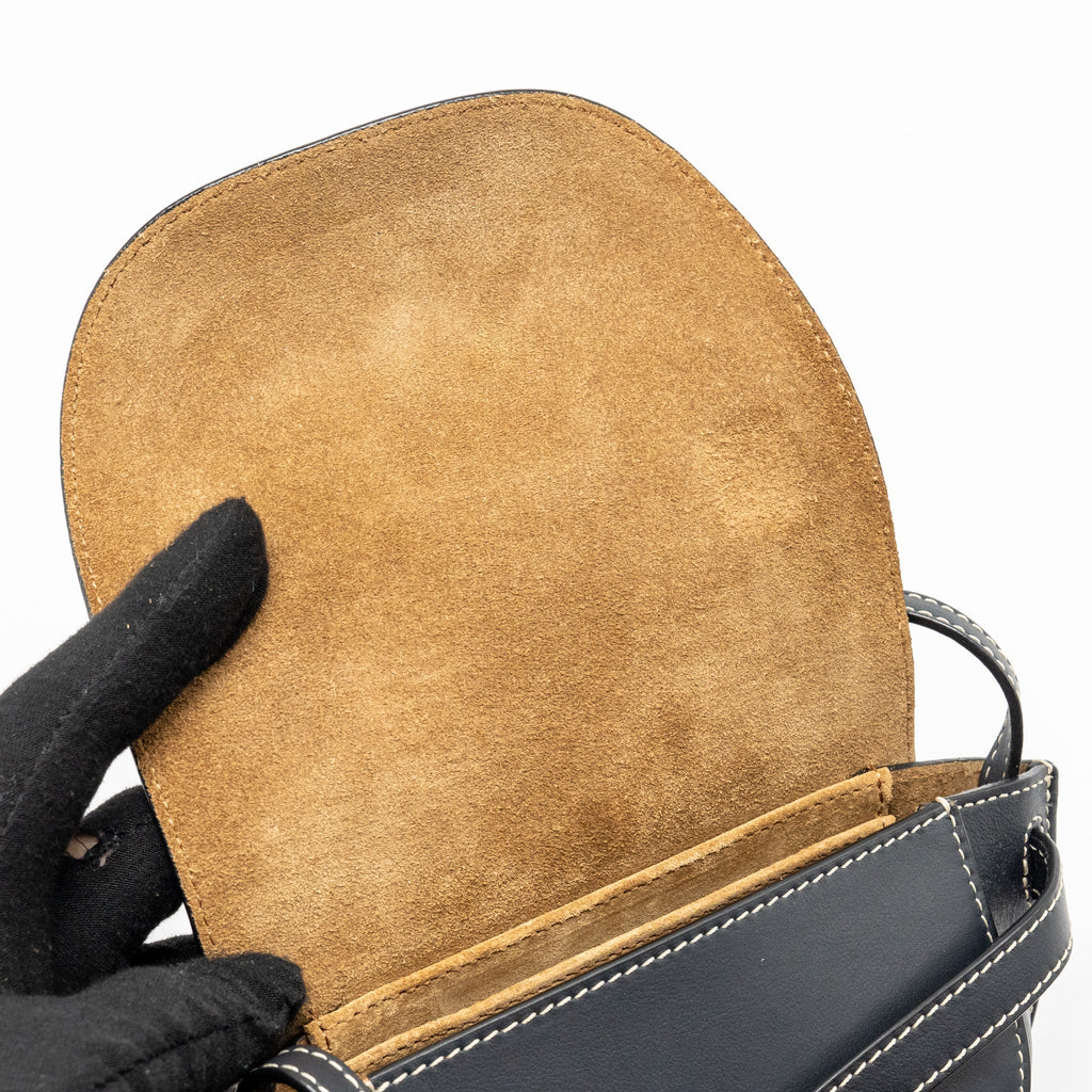 LOEWE MINI GATE BAG CALFSKIN DARK BLUE GHW