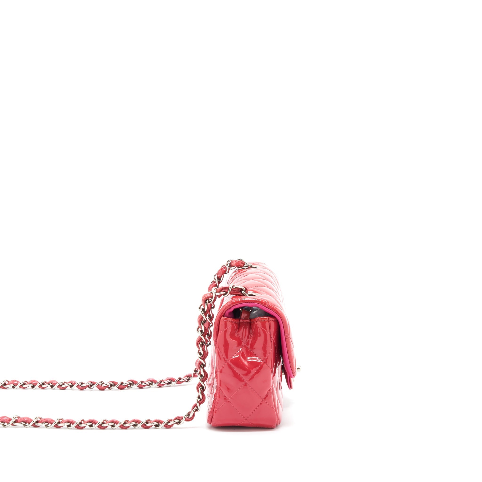 CHANEL MINI RECTANGULAR FLAP BAG PATENT PINK SHW