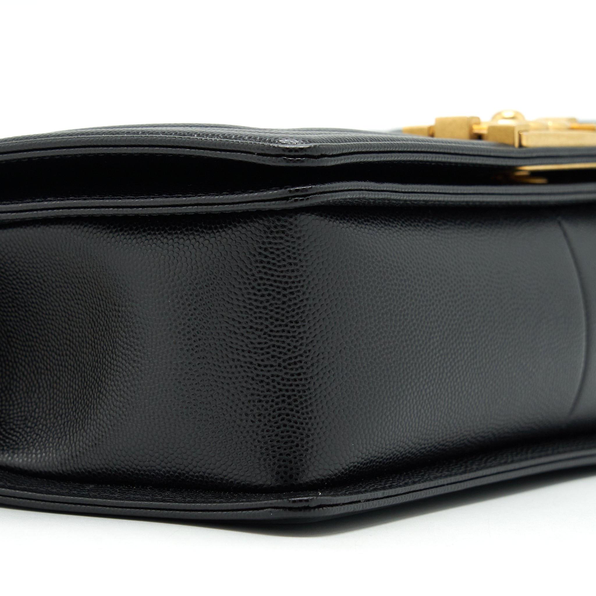 CHANEL MEDIUM BOY BAG CAVIAR BLACK WITH BRUSHED GHW (MICROCHIP)