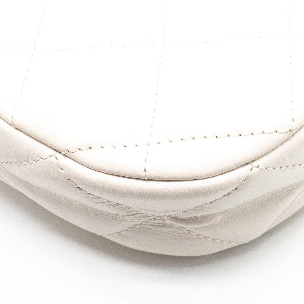 CHANEL 23K HOBO SHOULDER BAG CALFSKIN WHITE GHW (MICROCHIP)