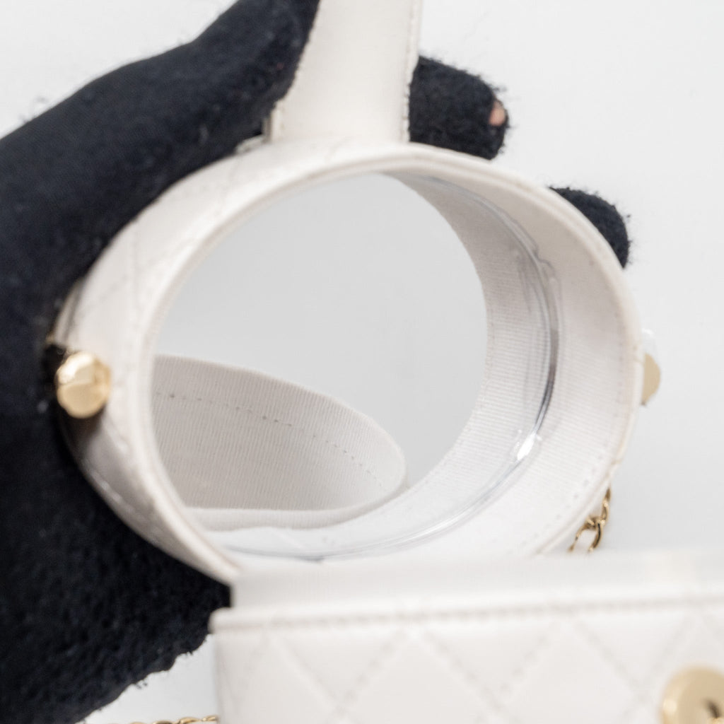 CHANEL MINI VANITY WITH CHAIN LAMBSKIN WHITE LGHW