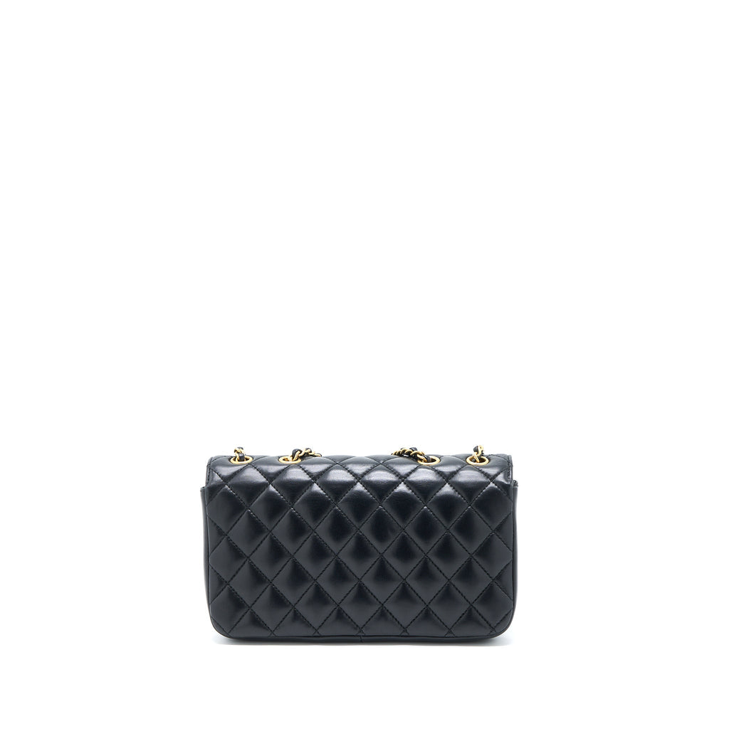 CHANEL SMALL ENAMEL CC FLAP BAG LAMBSKIN BLACK GHW