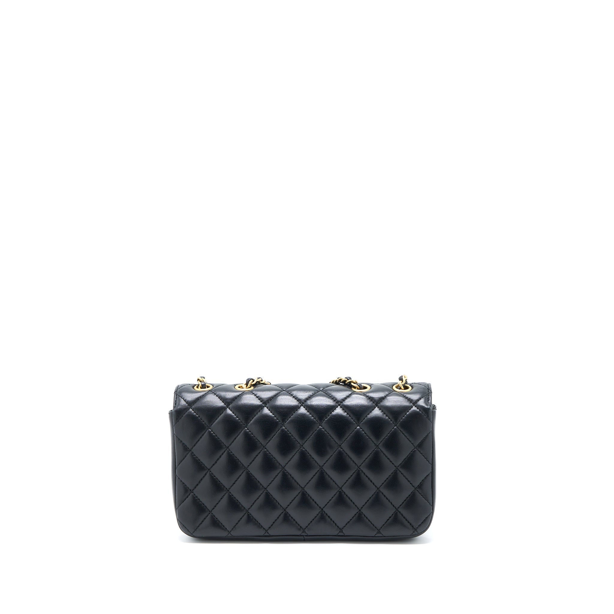CHANEL SMALL ENAMEL CC FLAP BAG LAMBSKIN BLACK GHW