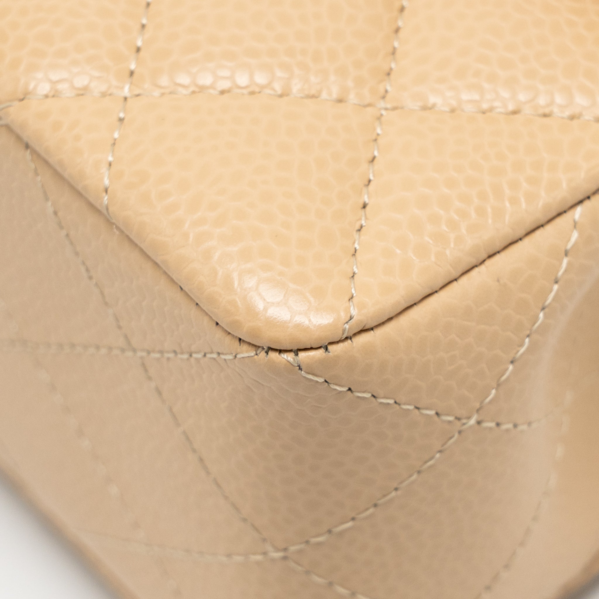 CHANEL SMALL CLASSIC DOUBLE FLAP BAG CAVIAR BEIGE SHW (MICROCHIP)