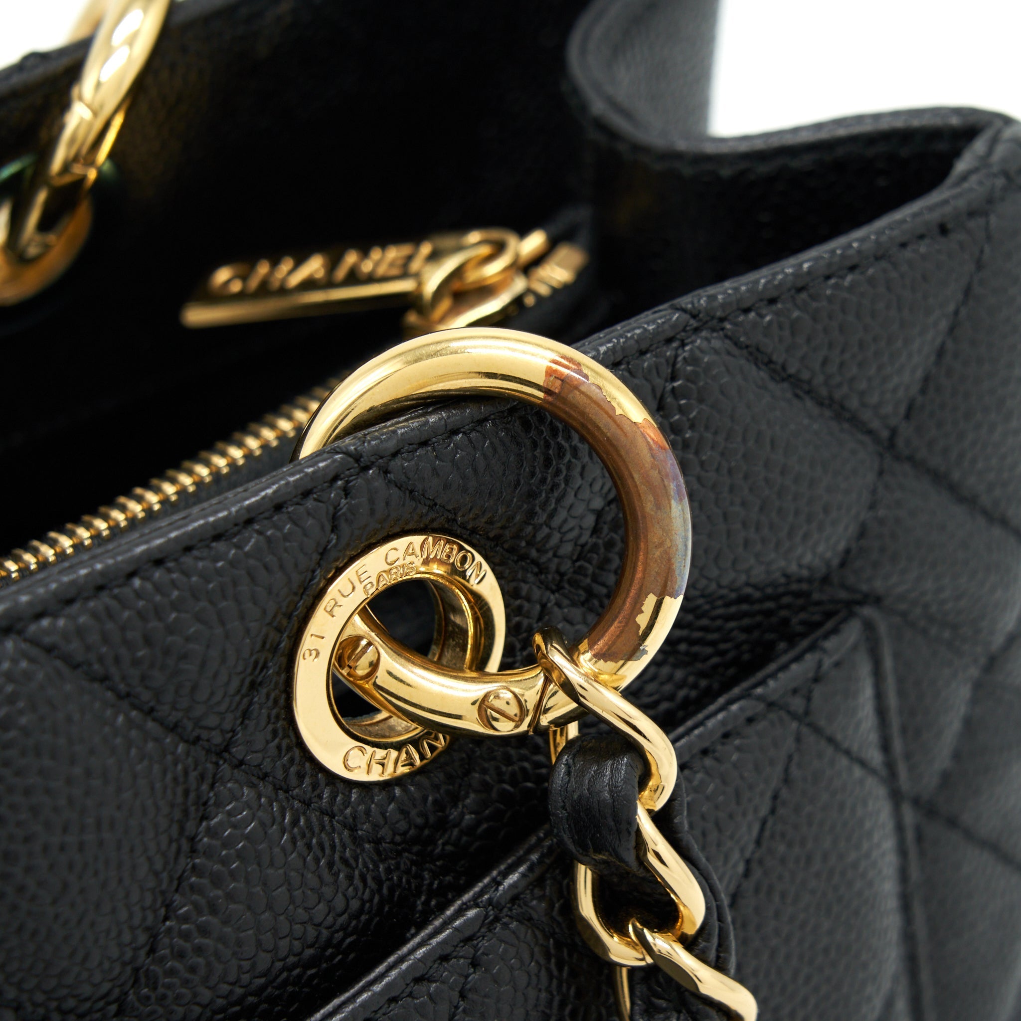 CHANEL GRAND SHOPPING TOTE BAG CAVIAR BLACK GHW