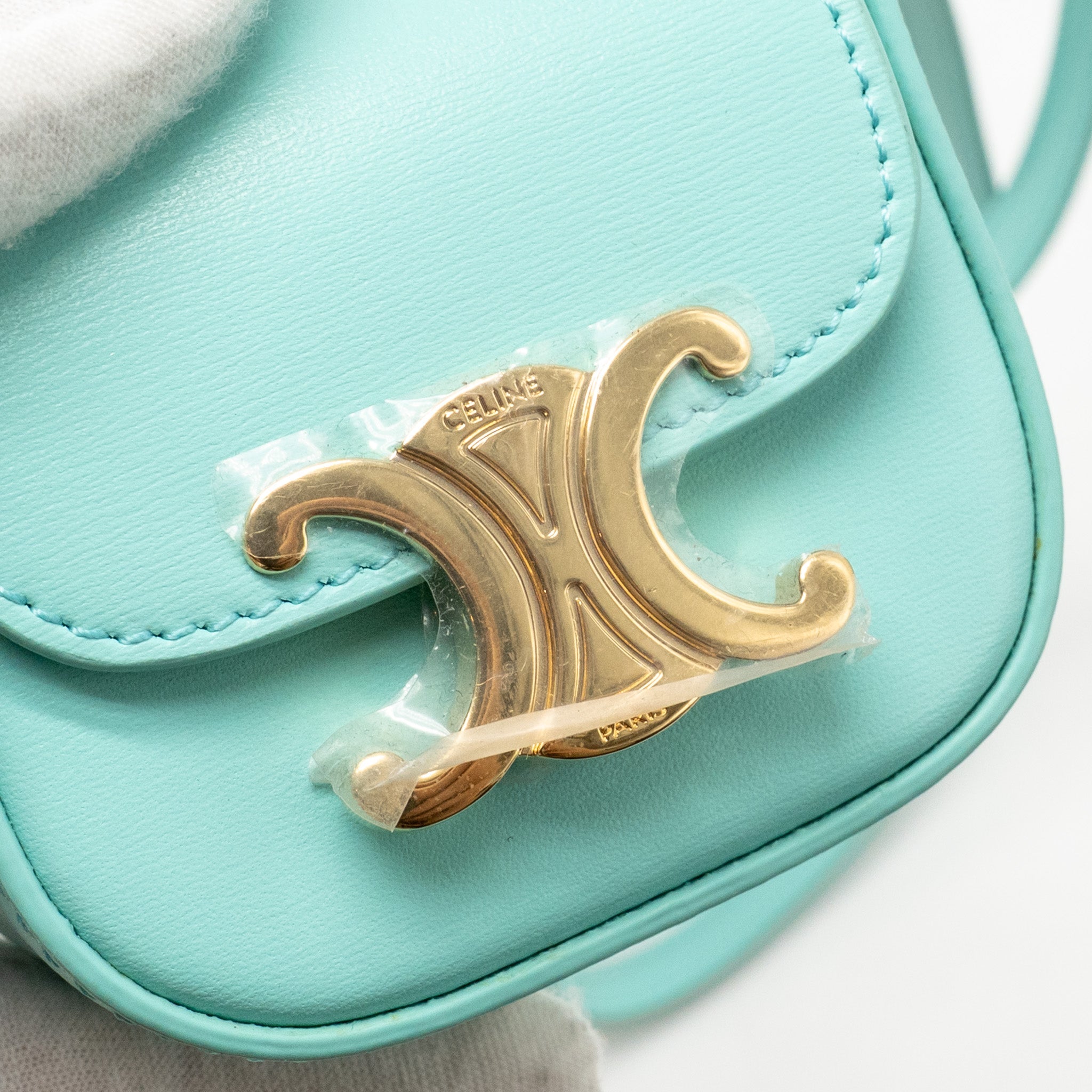 CELINE MINI CLAUDE SHINY CALFSKIN BLUE GHW
