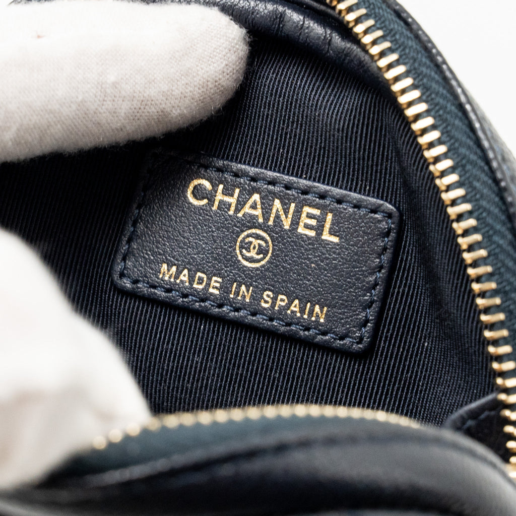 CHANEL MINI ZIPPER COIN PURSE CAVIAR NAVY LGHW