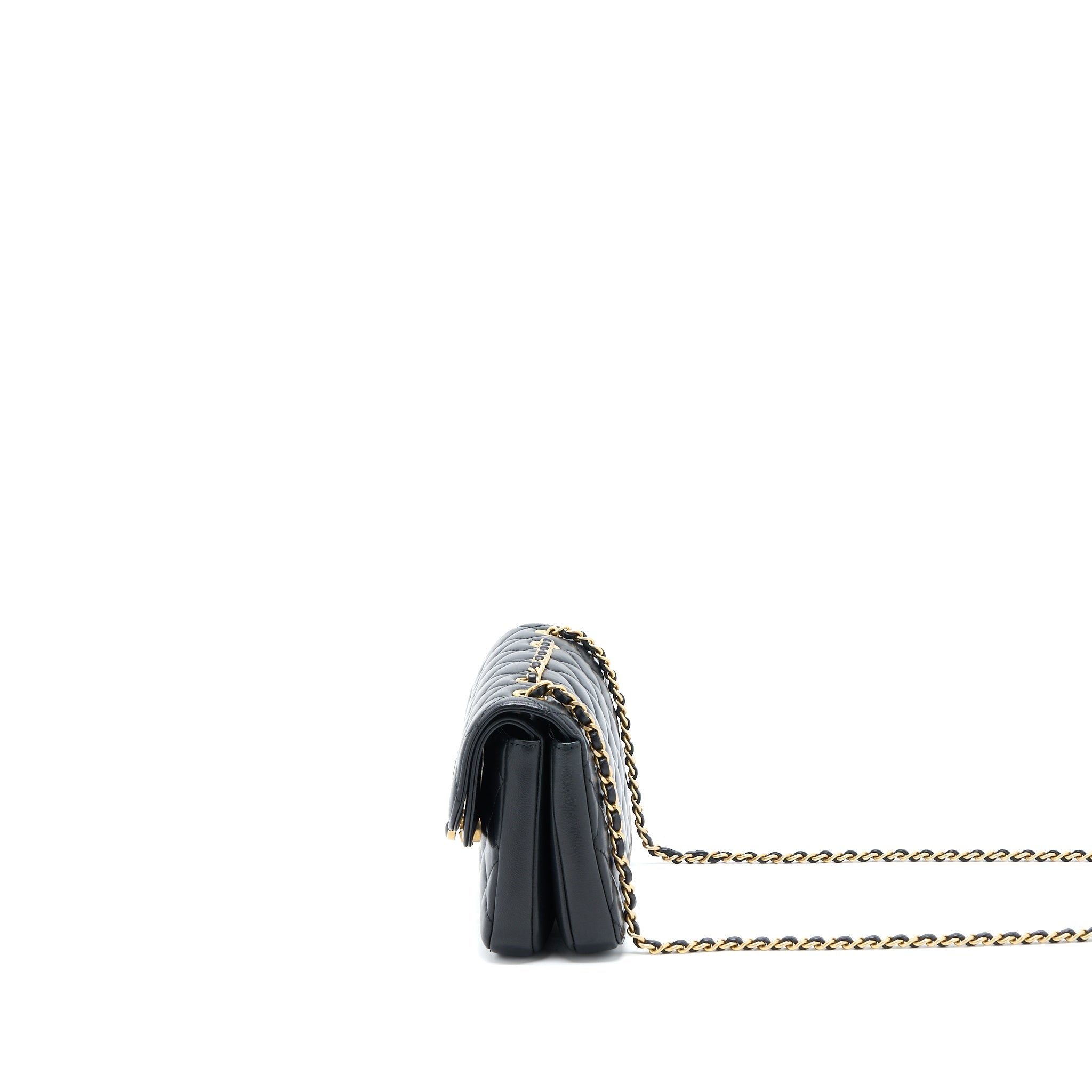CHANEL SMALL ENAMEL CC FLAP BAG LAMBSKIN BLACK GHW