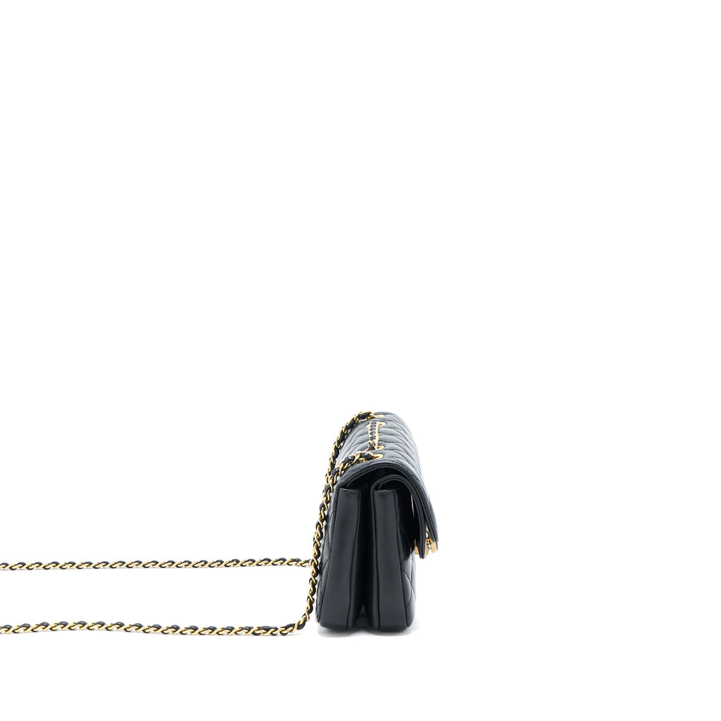 CHANEL SMALL ENAMEL CC FLAP BAG LAMBSKIN BLACK GHW