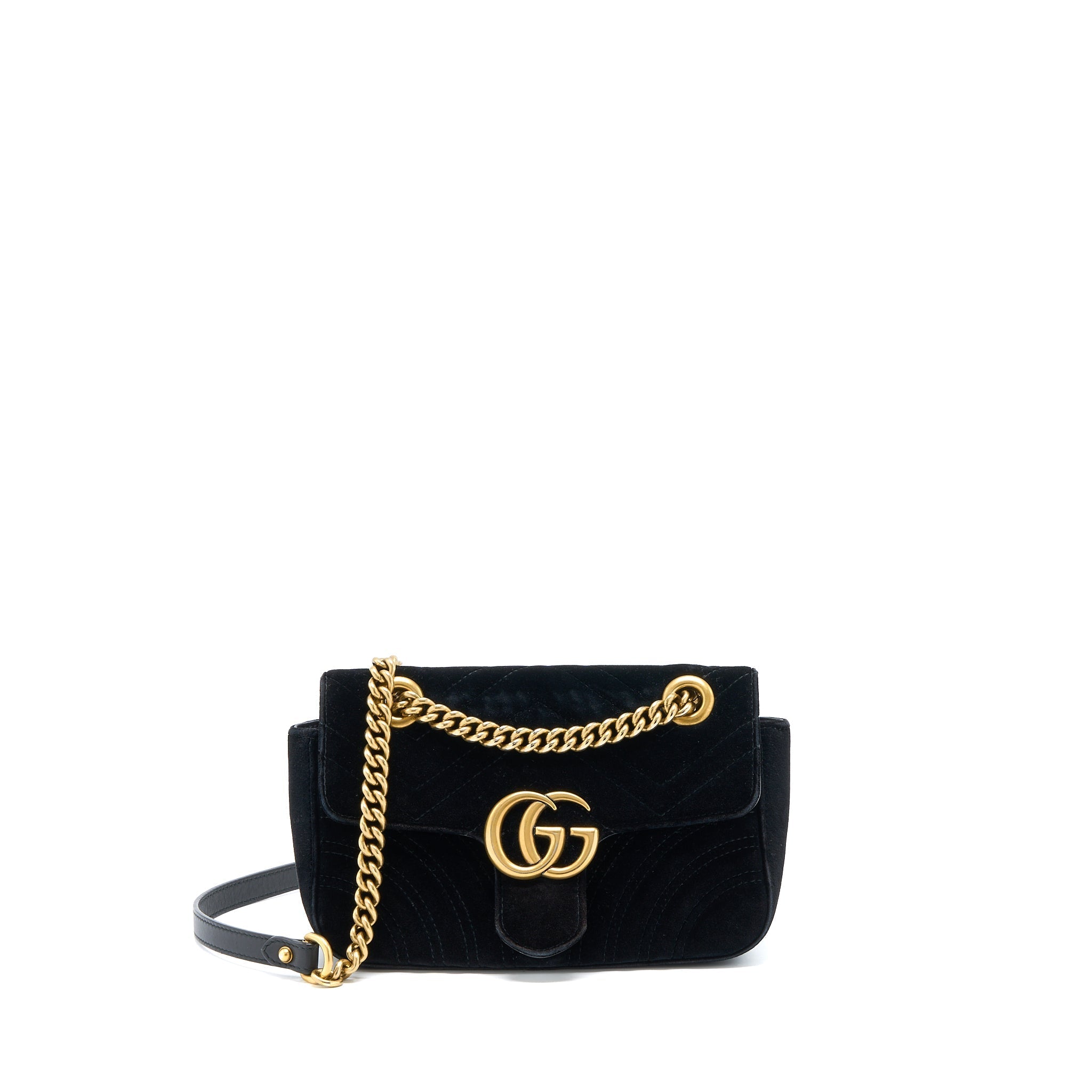 GUCCI MINI MARMONT VELVET BLACK GHW