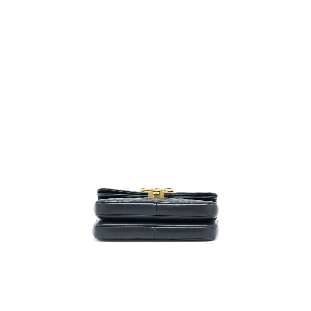CHANEL SMALL ENAMEL CC FLAP BAG LAMBSKIN BLACK GHW