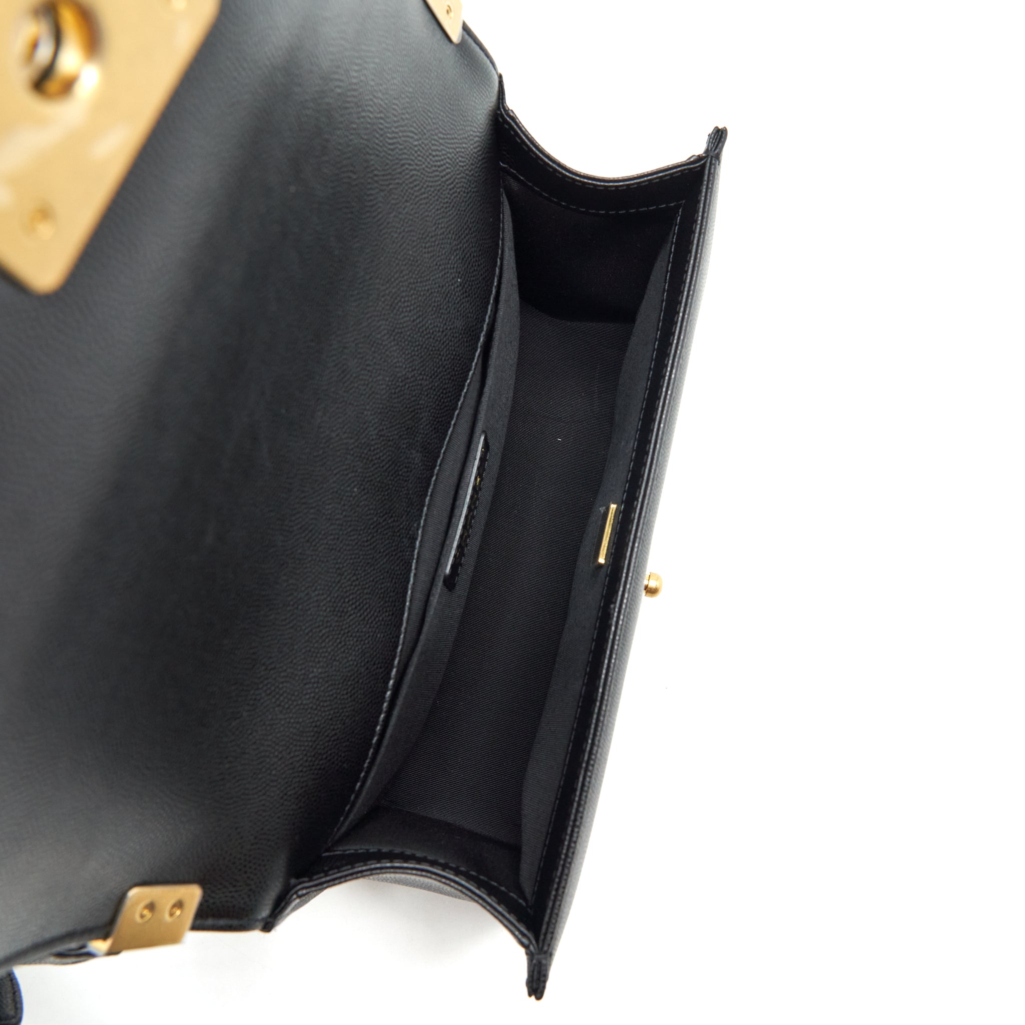 CHANEL MEDIUM BOY BAG CAVIAR BLACK WITH BRUSHED GHW (MICROCHIP)