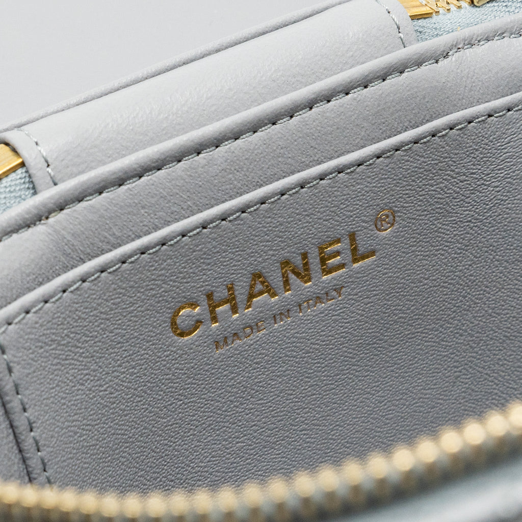CHANEL TRENDY CC TOP HANDLE VANITY WITH CHAIN LAMBSKIN GREY LGHW