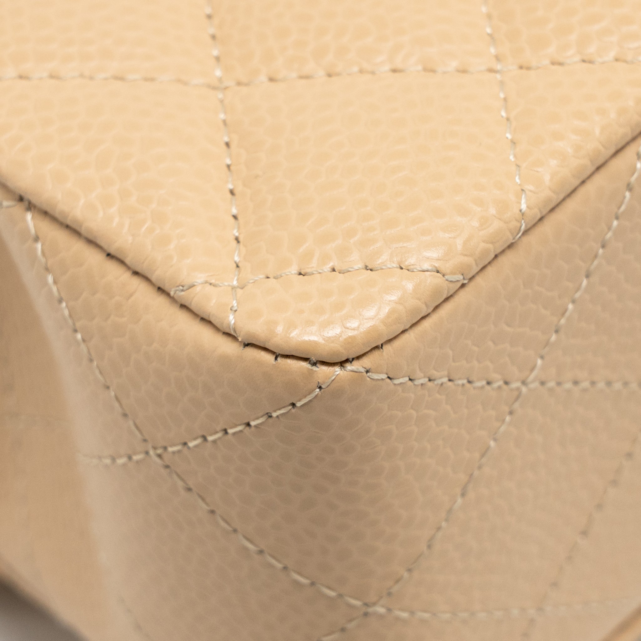 CHANEL SMALL CLASSIC DOUBLE FLAP BAG CAVIAR BEIGE SHW (MICROCHIP)