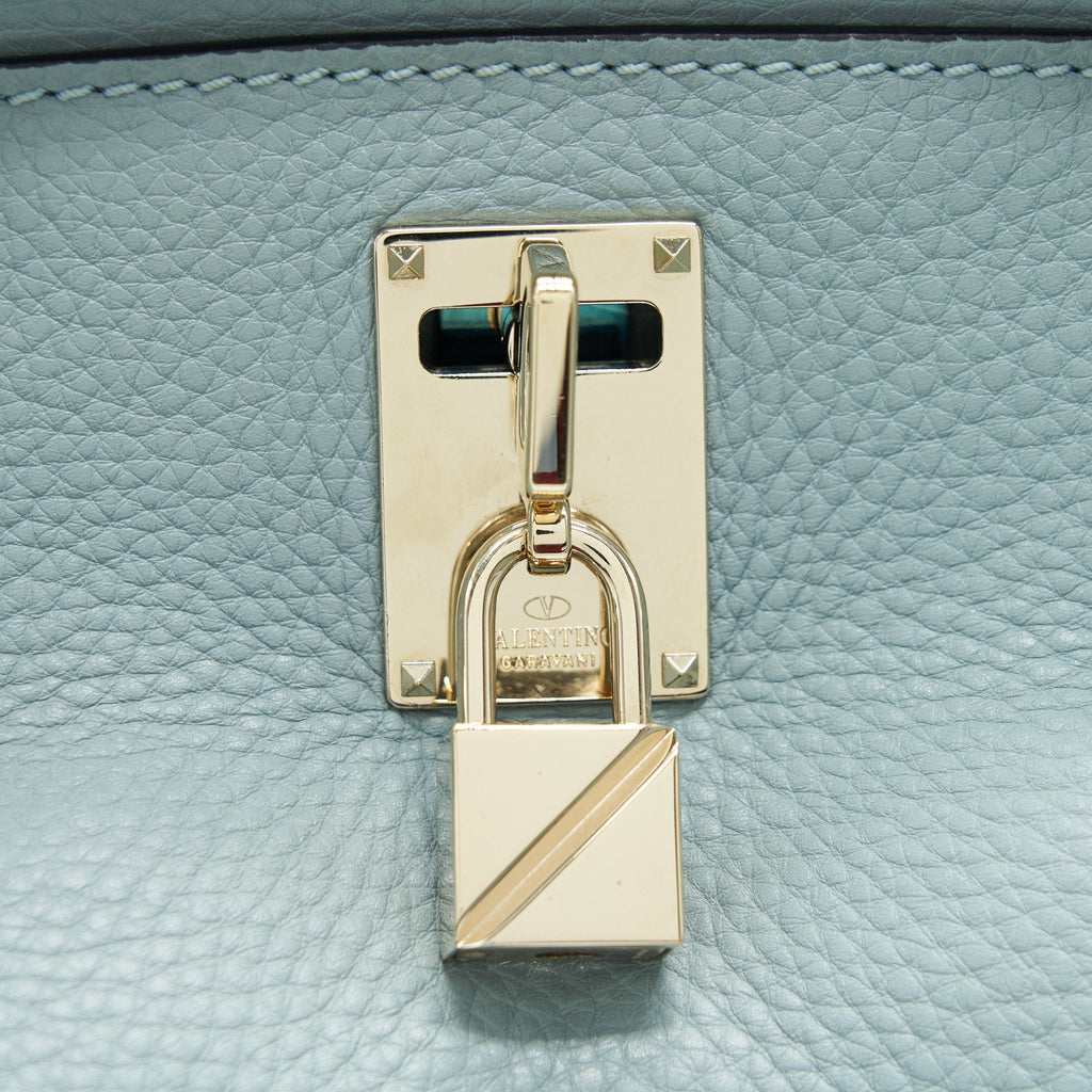 VALENTINO CALFSKIN TOTE BAG LIGHT BLUE